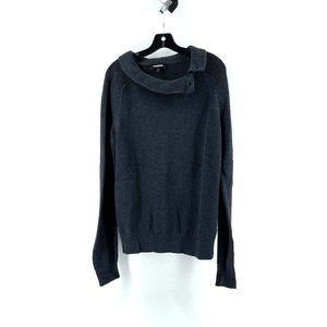 Express Women's Gray Knit Long Sleeve Button Cowl Neck Tunic Sweater Size Medium